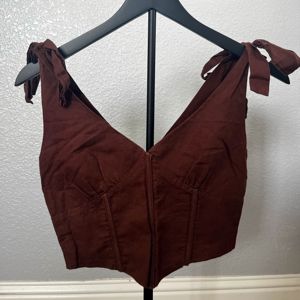 Peppermayo Brown Sleeveless Bustier Tank Top